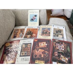 Sewing Craft Pattern Lot Of 9 Primitive Country Crafts Decor Quilted Appliqué